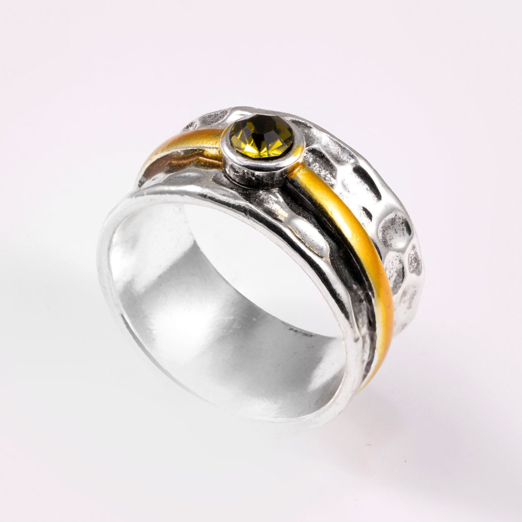 Statement silver ring with gold