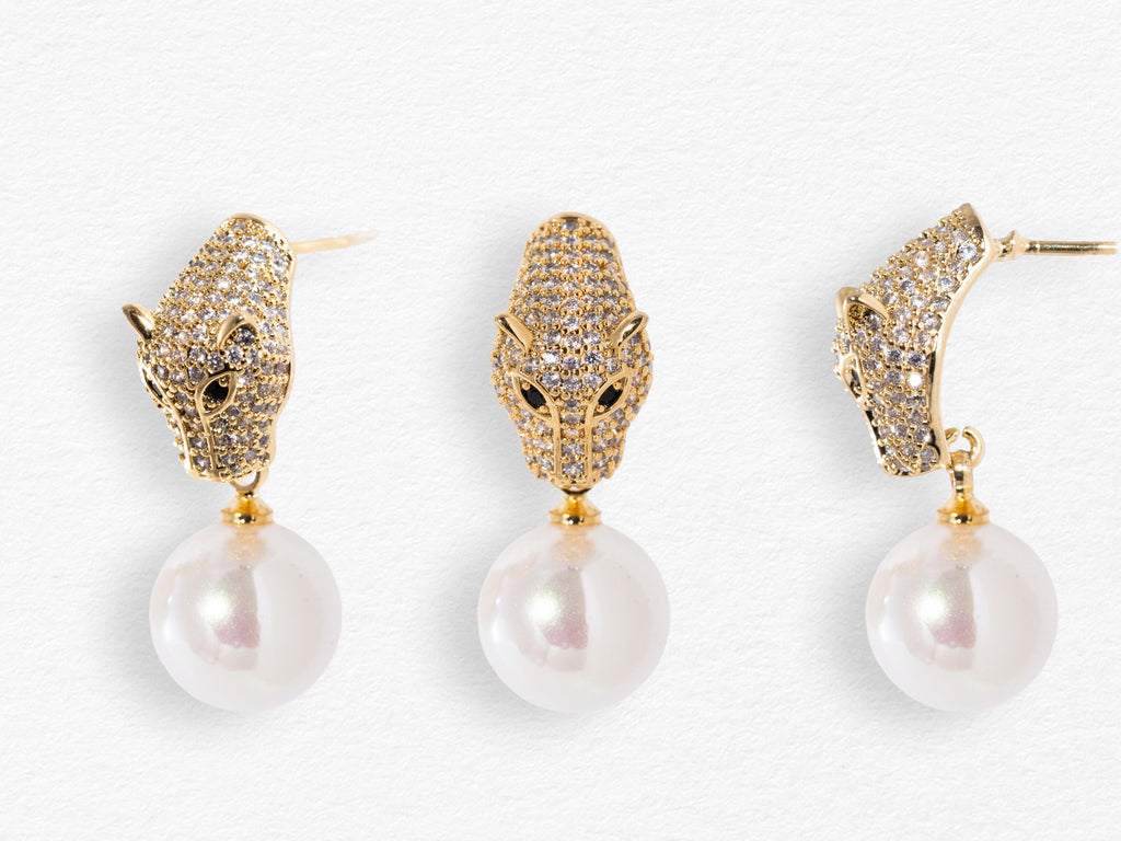 pearls gold earrings