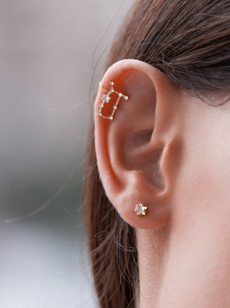 Gemini Constellation Ear Cuff Earring with Crystals
