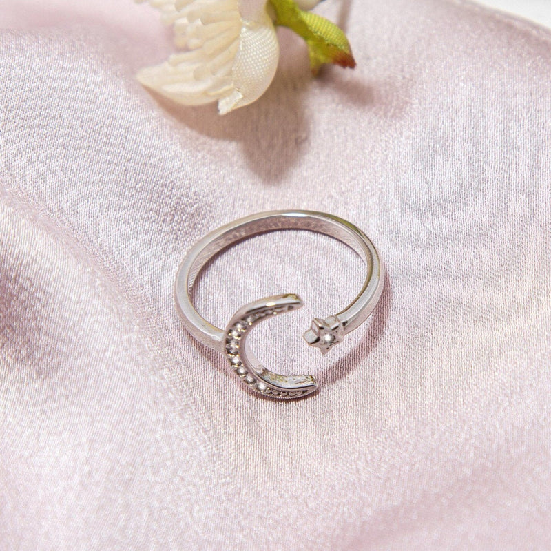 Moonstone Crescent Moon Ring for Women Sterling Silver Celtic Moon Open  Ring Adjustable Ring Gift for Girls