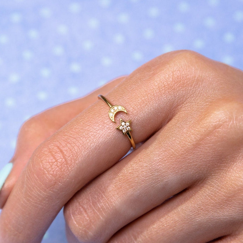 Crescent Moon Ring Gold Moon Ring Stacking Ring Dainty Ring