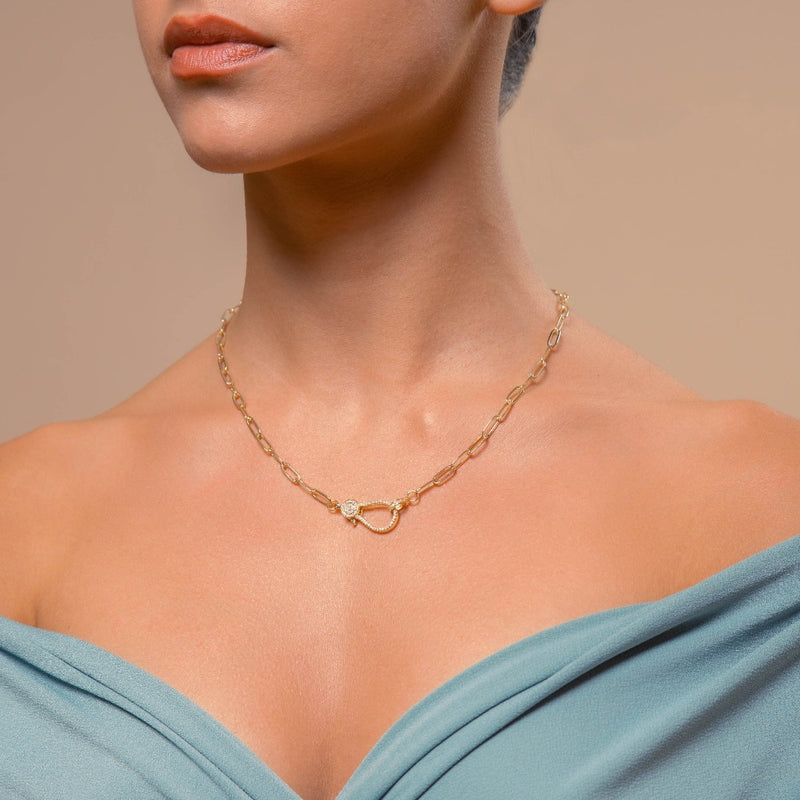 Gold Chain Necklace with Oversized Swivel Clasp