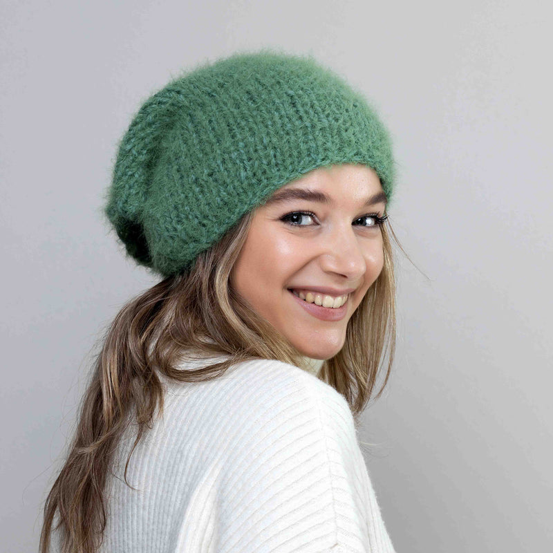 Green-Winter Headband, Neck Warmer, Knit Head Scarf Merino Wool, Warm Headscarf, Hand Knit Kerchief, Kelly Green Fluffy Head Band, Gift for Her