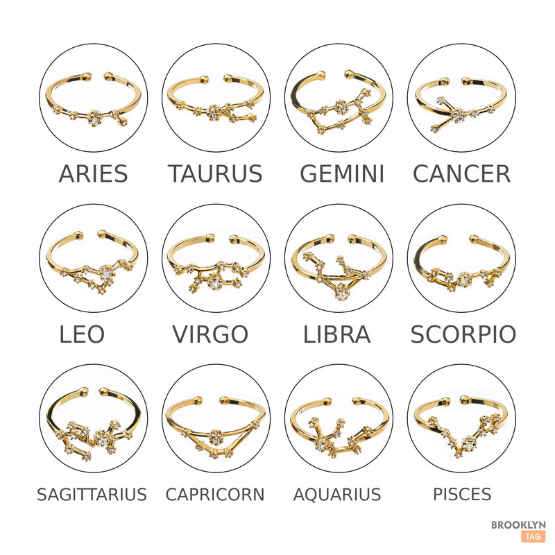 Leo sign Constellation Ring with Crystals