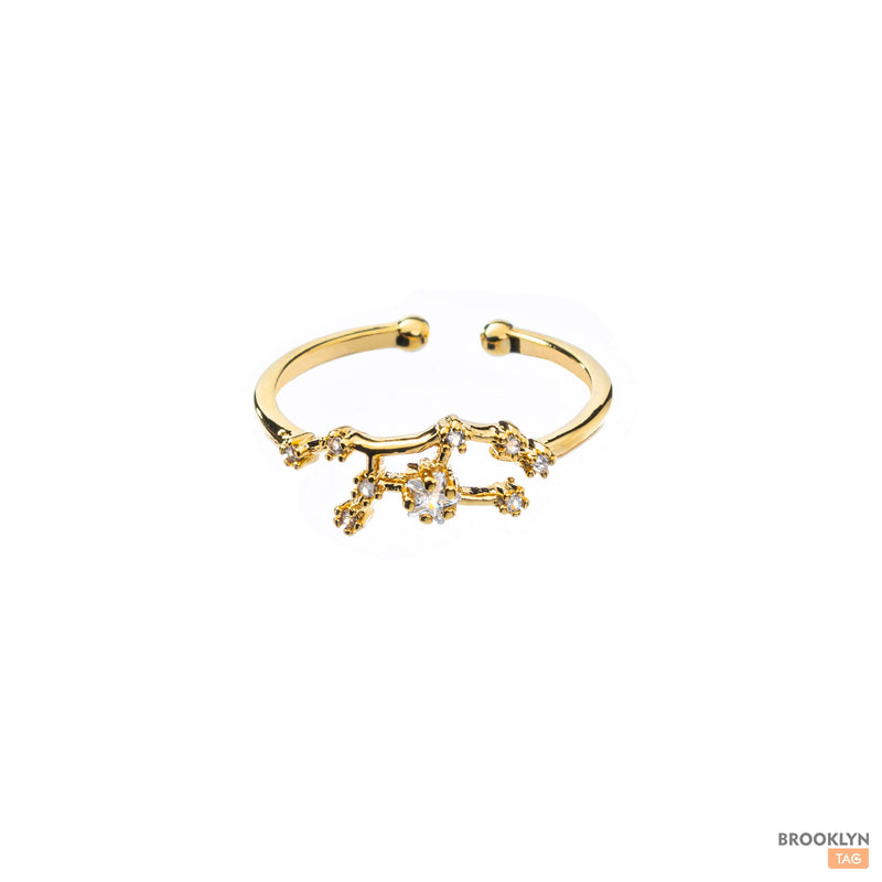 Virgo sign Constellation Ring with Crystals