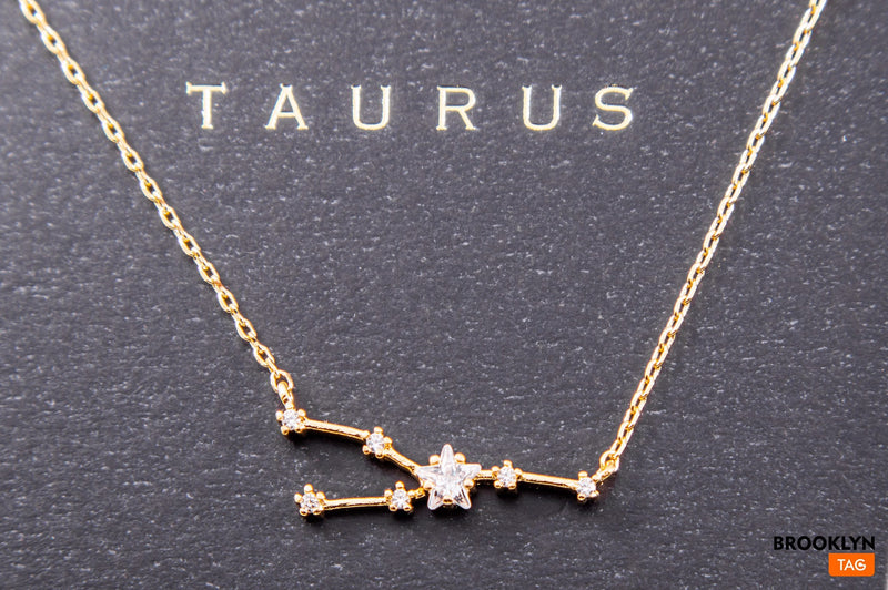 Taurus Sign Constellation Necklace and Studs Set, Celestial Jewelry Zodiac Sign Necklace and Earrings set, Taurus Birthday Gift Set