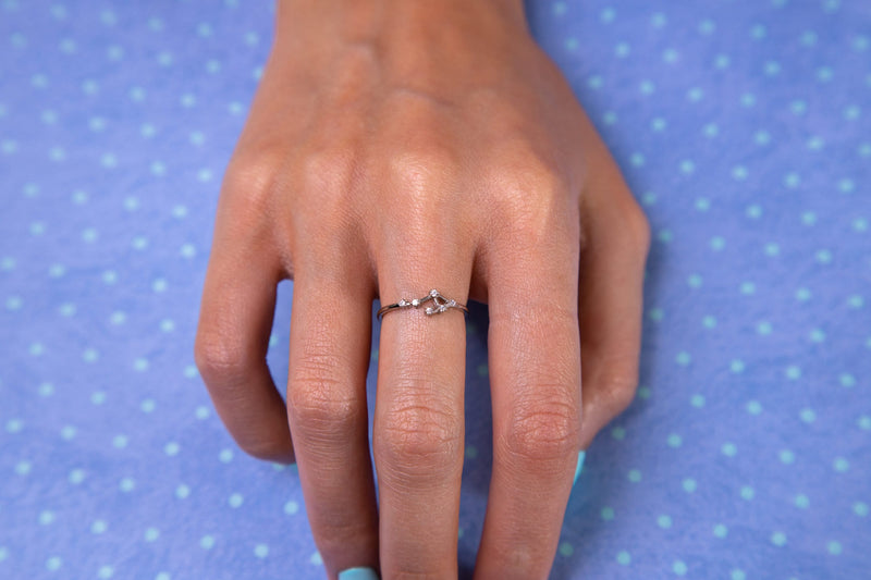 Sterling Silver Constellation Ring with Crystals, Celestial Jewelry, Adjustable Zodiac Ring, Birthday Gift, Dainty Minimalist Ring