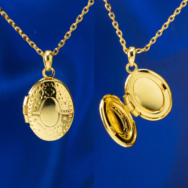 Gold Locket Charm Necklace