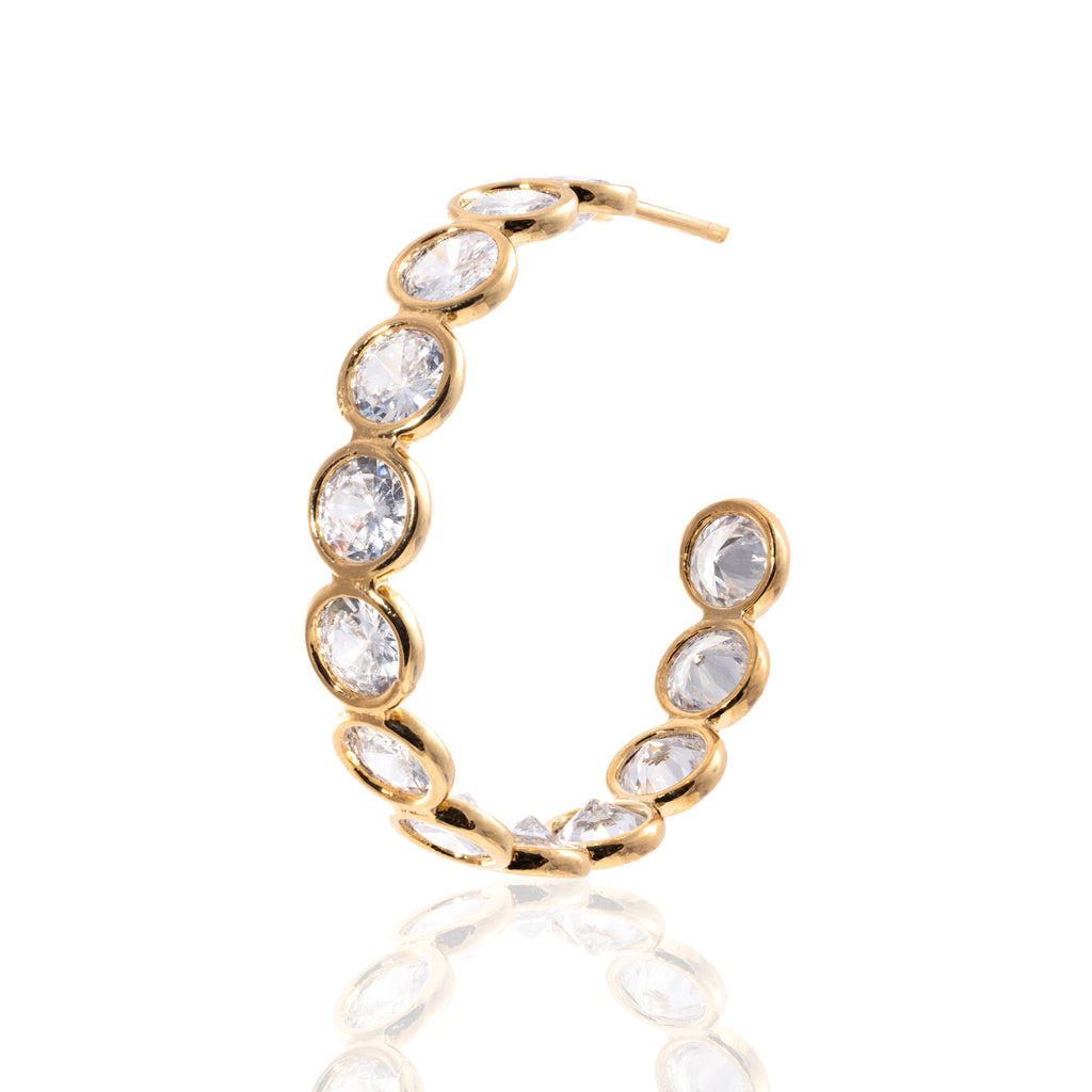 Hoop Earrings with Crystals, Statement Hoops, Dressy Gold Hoops, Bold Hoops with Cubic Zircon, CZ stones earrings