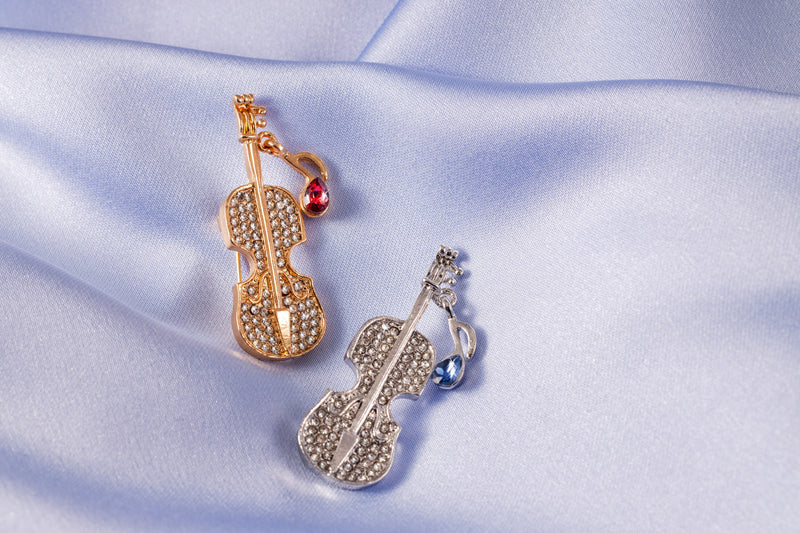 Musical Brooch, Notes Brooch, Brooch with crystals, Gift for Musician, Gift for Mom