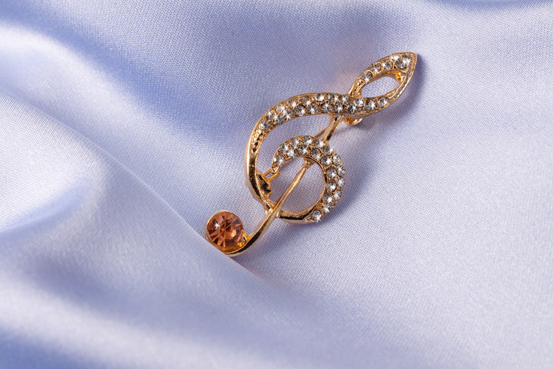 Musical Brooch, Notes Brooch, Brooch with crystals, Gift for Musician, Gift for Mom