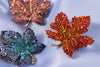 Maple Leaf Brooch, Autumn Leaf Pin, Brooch with crystals, Gift for her, Gift for Mom