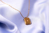 Gold Charm Necklace Zircon Star, Rectangle Pendant Stainless Steel 14k gold plated, Gift for her, Mothers Gift