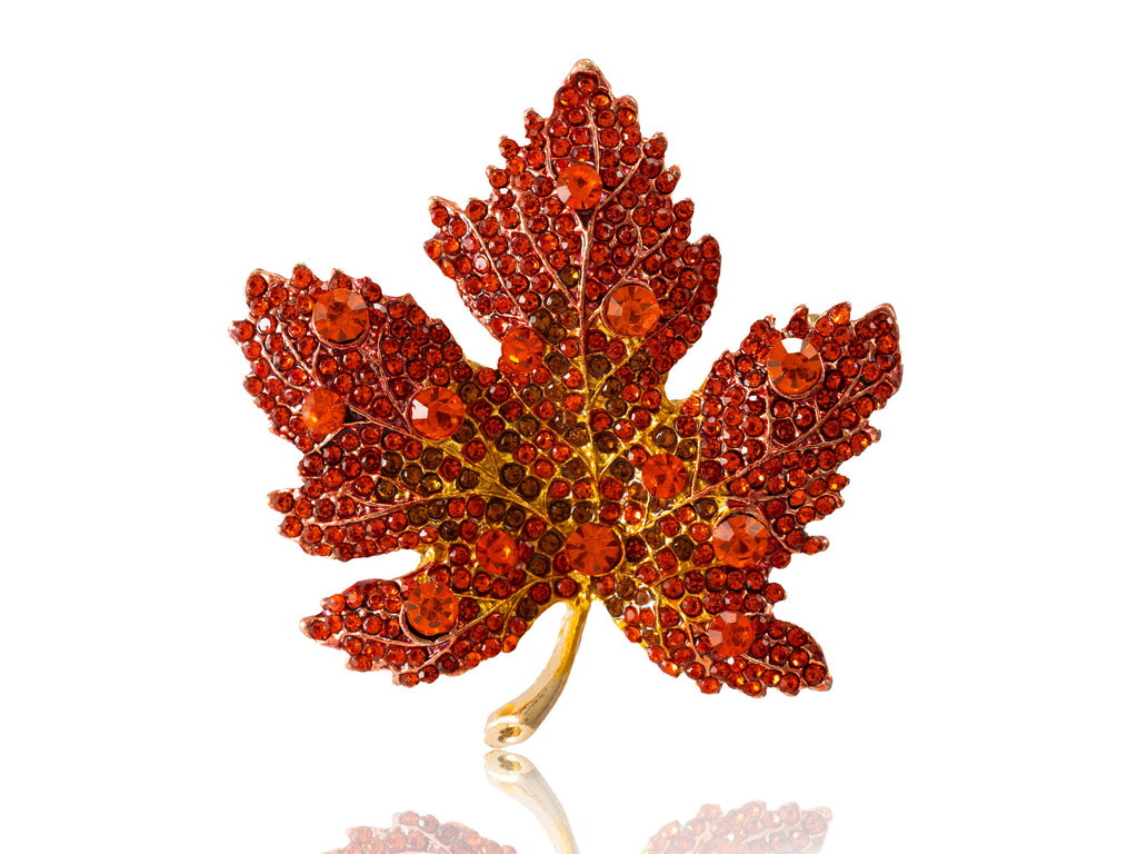 Maple Leaf Brooch, Autumn Leaf Pin, Brooch with crystals, Gift for her, Gift for Mom