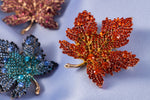 Maple Leaf Brooch, Autumn Leaf Pin, Brooch with crystals, Gift for her, Gift for Mom