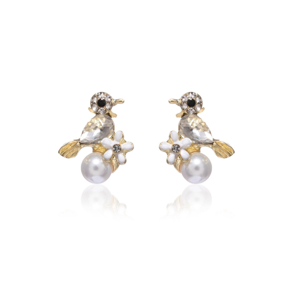 bird studs with pearls