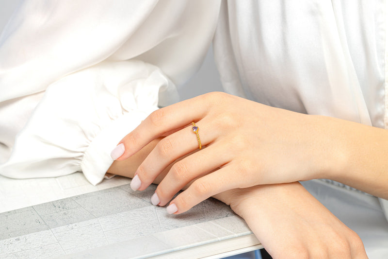 Purple Heart Ring, Dainty adjustable ring, Gift for girlfriend, One size ring, Heart Jewelry