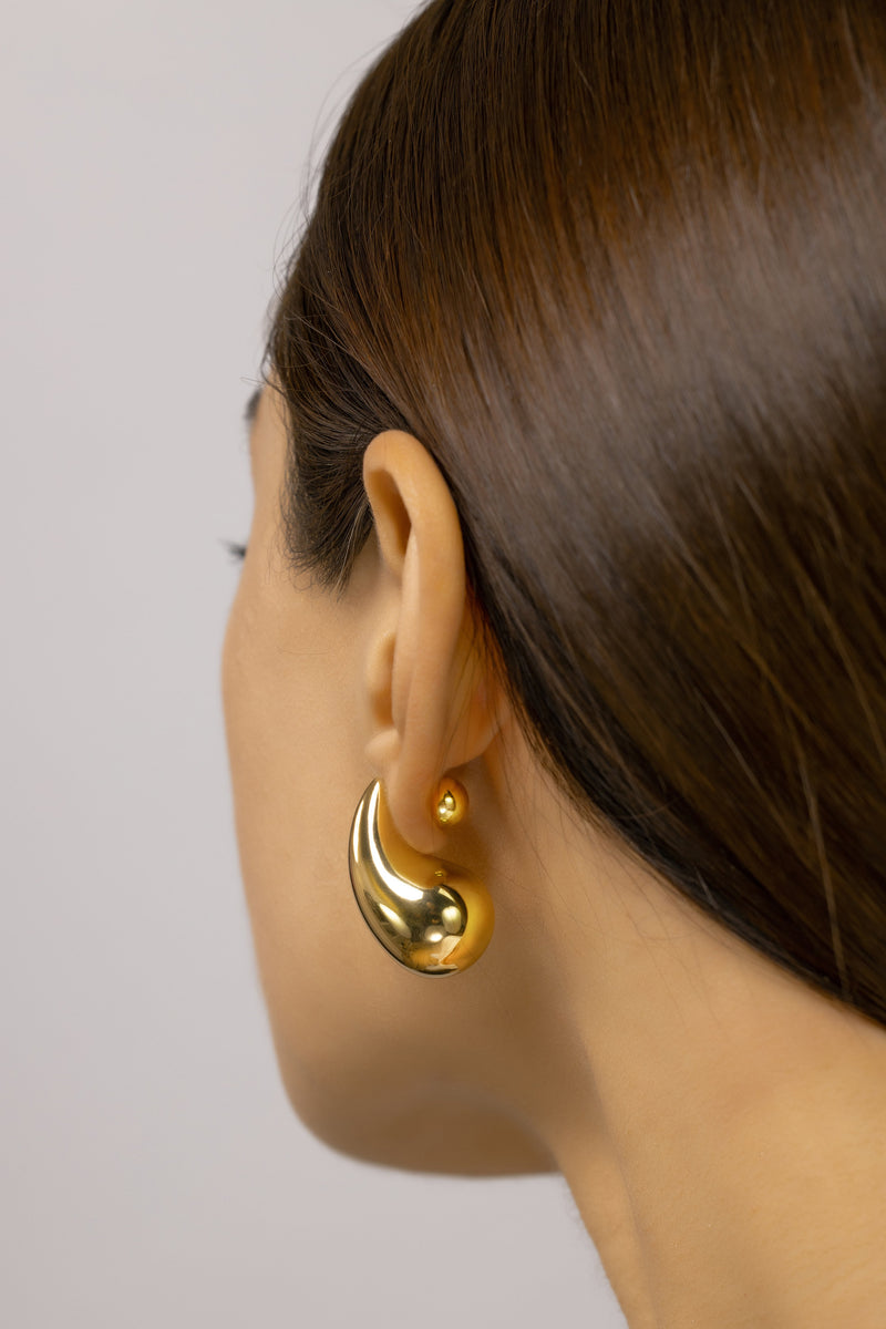 Teardrop earrings 14k Gold Plated, Kylie Earrings with Ball back, Bold Drop Earrings, Chunky Waterdrop Earrings, Gift for Her