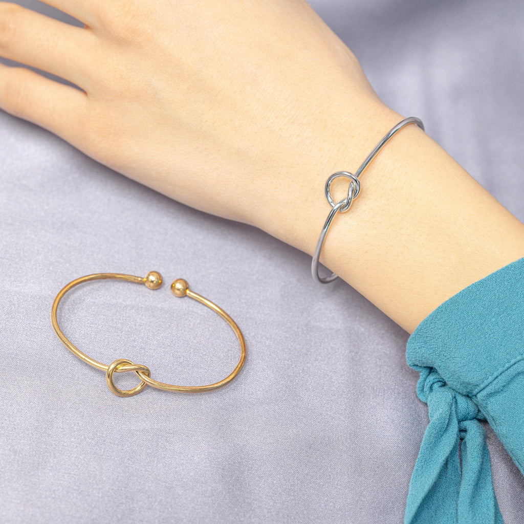 Simple Gold Knot Bracelet, Delicate Silver cuff with Knot, Birthday Gift, Girlfriend Gift Idea, Minimalist Jewelry