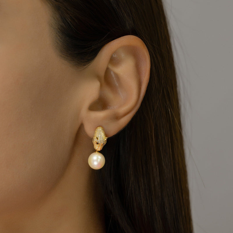 pearls gold earrings