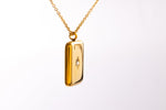 Gold Charm Necklace Zircon Star, Rectangle Pendant Stainless Steel 14k gold plated, Gift for her, Mothers Gift