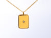 Gold Charm Necklace Zircon Star, Rectangle Pendant Stainless Steel 14k gold plated, Gift for her, Mothers Gift