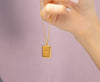 Gold Charm Necklace Zircon Star, Rectangle Pendant Stainless Steel 14k gold plated, Gift for her, Mothers Gift