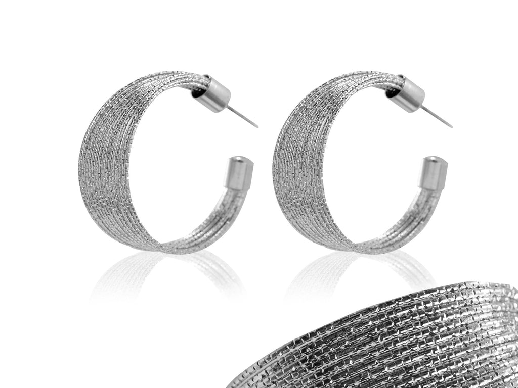 Hoop Earrings Textured, Statement Hoops, Dressy Gold Hoops, Bold Hoops with Textured Wires, Medium Open Hoops