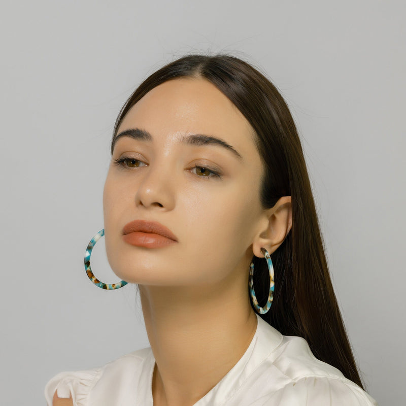 Tortoise Shell Hoop Earrings, Statement Earrings Acetate in Tortoise Shell, Acrylic Drop Hoop Earrings, Party Hoops, Summer Earrings