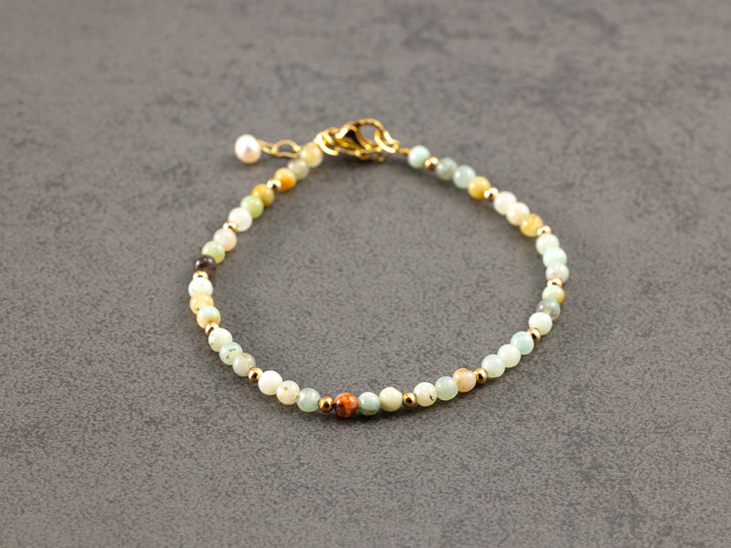 Tourmaline Bracelet, Amazonite Natural Beaded Bracelet, 3mm stone Multi Bead Bracelet, Gift for her