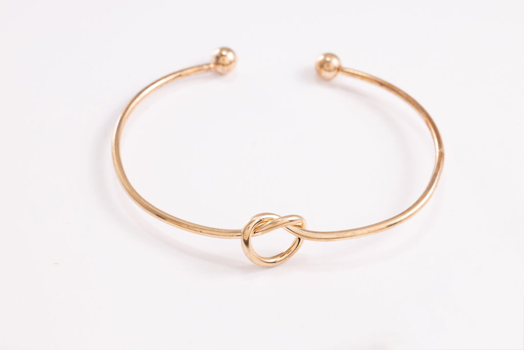 Simple Gold Knot Bracelet, Delicate Silver cuff with Knot, Birthday Gift, Girlfriend Gift Idea, Minimalist Jewelry