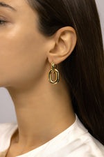 Long Chain Hoop earrings, Gold Dipped Hoops, Basic Everyday Dangle Earrings, Convertible Hoops