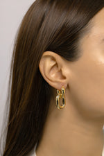 Long Chain Hoop earrings, Gold Dipped Hoops, Basic Everyday Dangle Earrings, Convertible Hoops