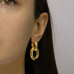 Long Chain Hoop earrings, Gold Dipped Hoops, Basic Everyday Dangle Earrings, Convertible Hoops