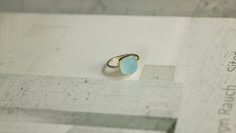 Aqua Chalcedony Statement Ring