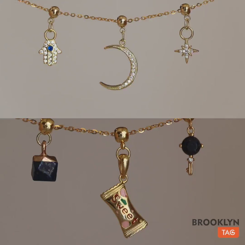 Custom Charm Necklace in 14k gold vermeil