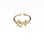 Zodiac Constellation Adjustable Ring with Zircon