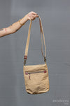 Crossbody Canvas Bag with Leather Details