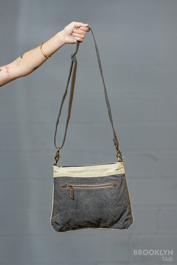 Double Zipper Crossbody Canvas Bag