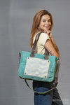 Blue Canvas Tote Bag with Pocket