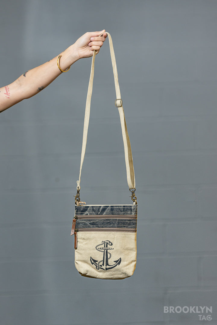 Anchor Crossbody Canvas Bag