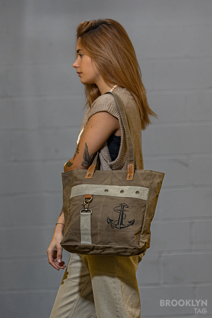 Canvas Tote Bag with Anchor