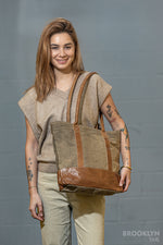 Plain Canvas Tote with Leather