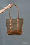 Plain Canvas Tote with Leather