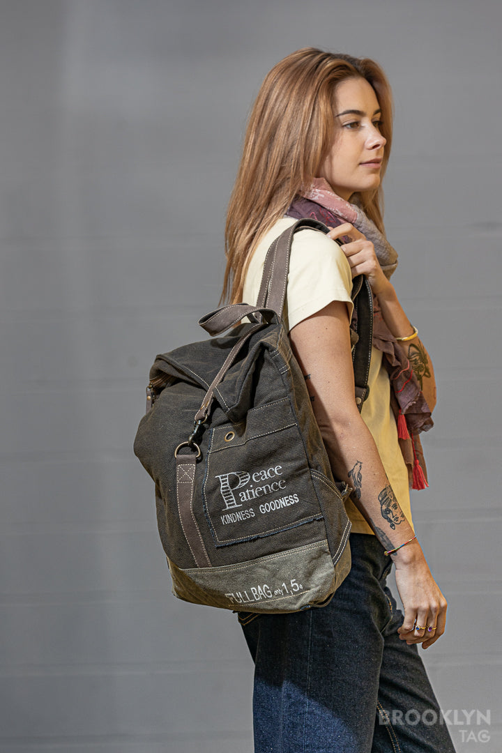 Peace and Patience Canvas Backpack