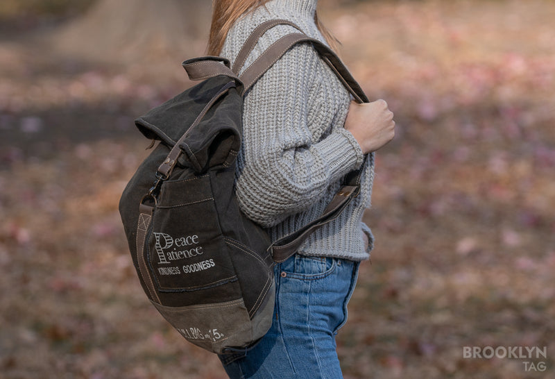 Peace and Patience Canvas Backpack