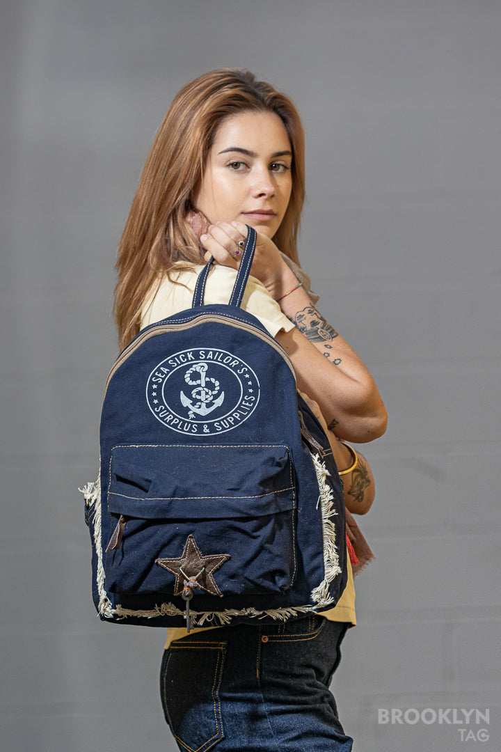 Sea Sick Sailor Denim Backpack