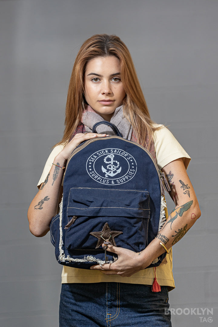 Sea Sick Sailor Denim Backpack