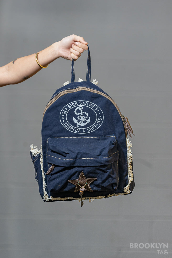 Sea Sick Sailor Denim Backpack