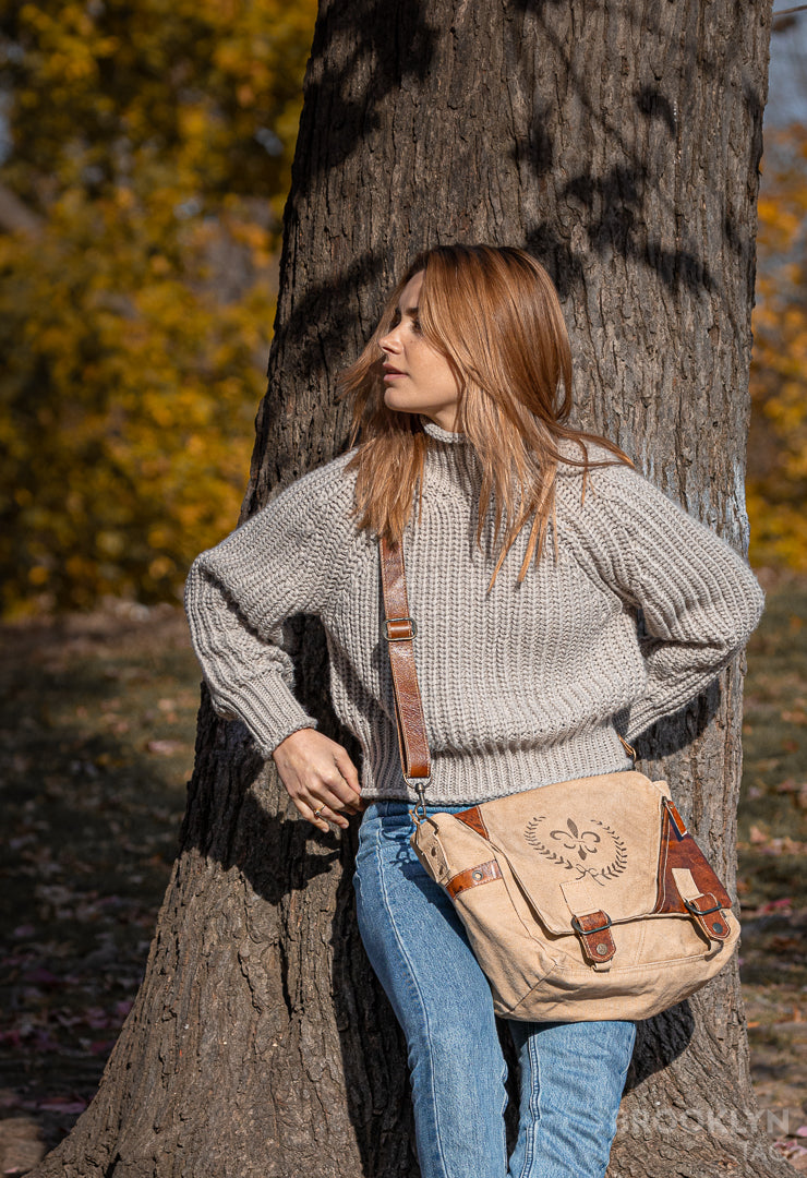 Fleur de Lis Crossbody Canvas Bag